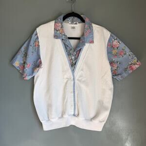 Vintage ALFRED DUNNER Women's L Grandmacore Knit Sweater Shirt Floral Retro Top